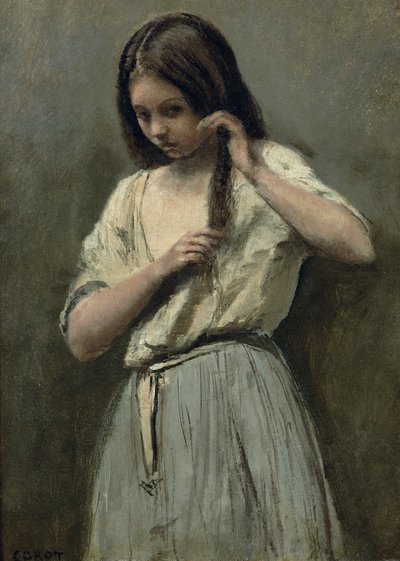 Young Girl at Her Toilet by Jean Baptiste Camille Corot